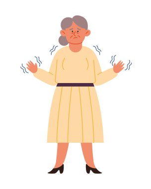 Parkinson Yaşlı Kadın Çizim Vektörü