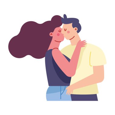 Sevgili illüstrasyon vektöründe öpüşen çift