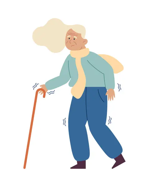 Parkinson Γυναίκα Απεικόνιση Ζαχαροκάλαμου — Διανυσματικό Αρχείο