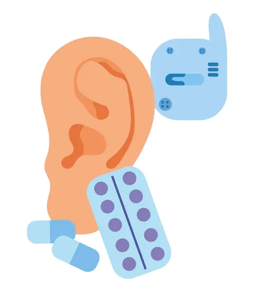 Cochleair Implantaat Met Geïsoleerd Geneesmiddel — Stockvector