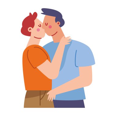 çift öpüşme karakterleri illüstrasyon vektörü