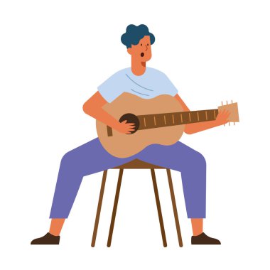 Sanatçı gitarist erkek illüstrasyon vektörü