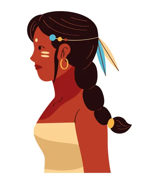 Rdzennych Amerykanów Dziewczyna Kultura Ilustracja Wektor — Wektor stockowy