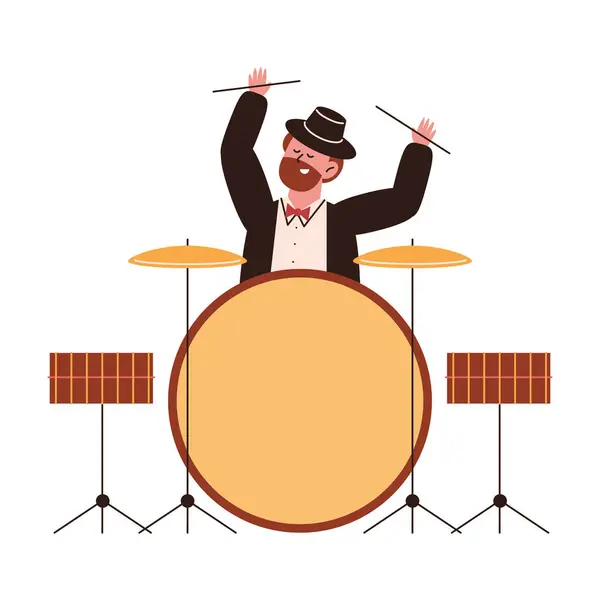 World Jazz Day Drummer Illustration Vector — Stock Vector
