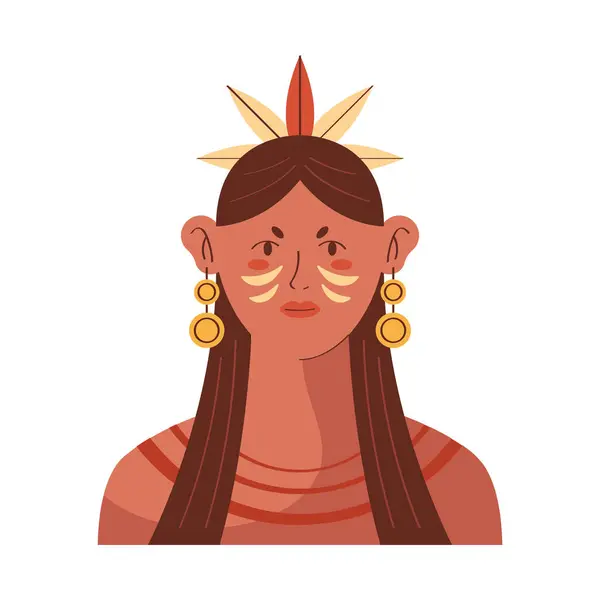 Rdzenny Amerykański Dziewczyna Słodkie Ilustracja — Wektor stockowy