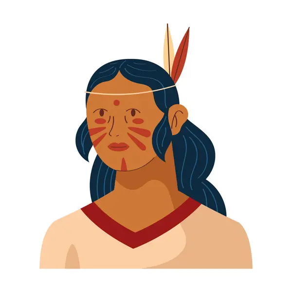 Rdzennych Amerykanów Dziewczyna Etniczność Ilustracja — Wektor stockowy