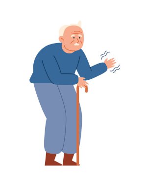 Parkinson Yaşlı Adam Çizim Vektörü