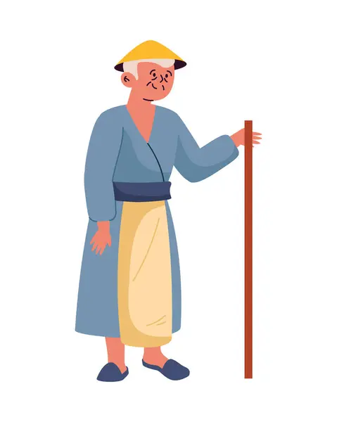 Mjanma Starszy Człowiek Ilustracja Wektor — Wektor stockowy