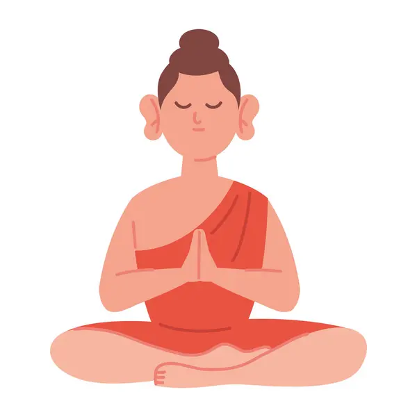 Bouddha Taille Pose Lotus Illustration — Image vectorielle