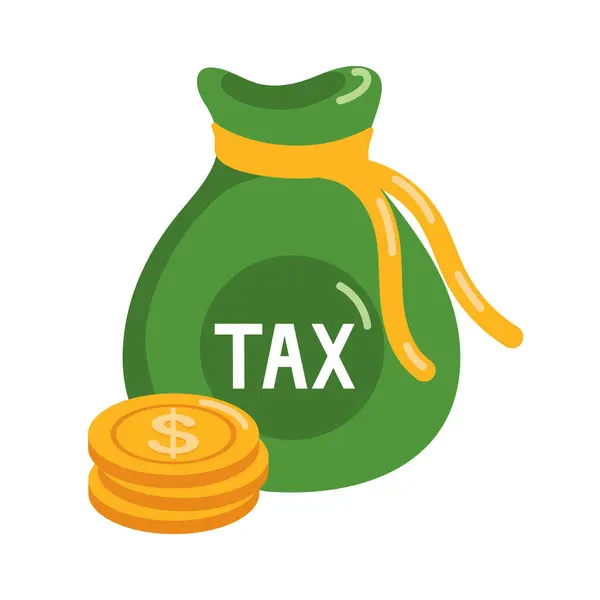 Φορολογική Ημέρα Χρήματα Τσάντα Εικονογράφηση Διάνυσμα Εικονογράφηση Αρχείου