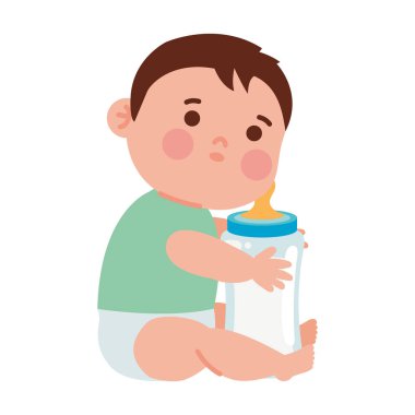 Şişe izole edilmiş bebek partisi çocuğu.