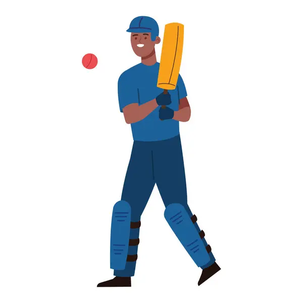 Cricket Player Standing Illustration Design — Stock Vector