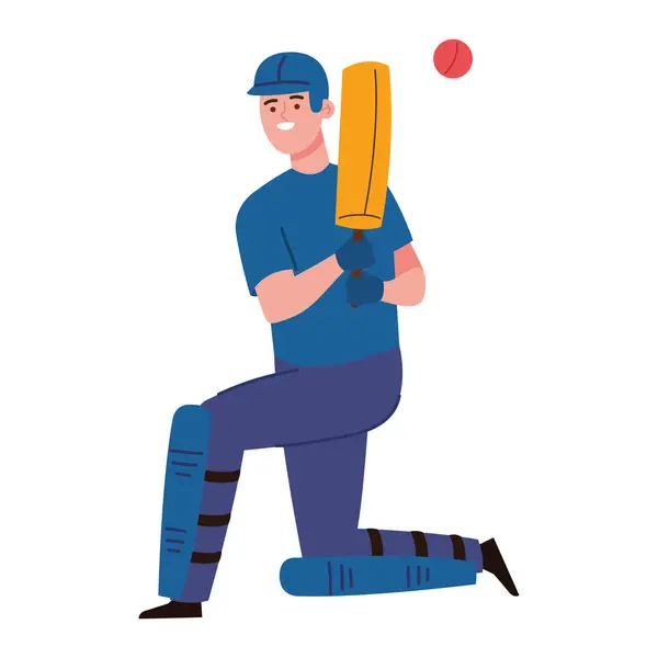 Jugador Cricket Hombre Ilustración Diseño — Vector de stock
