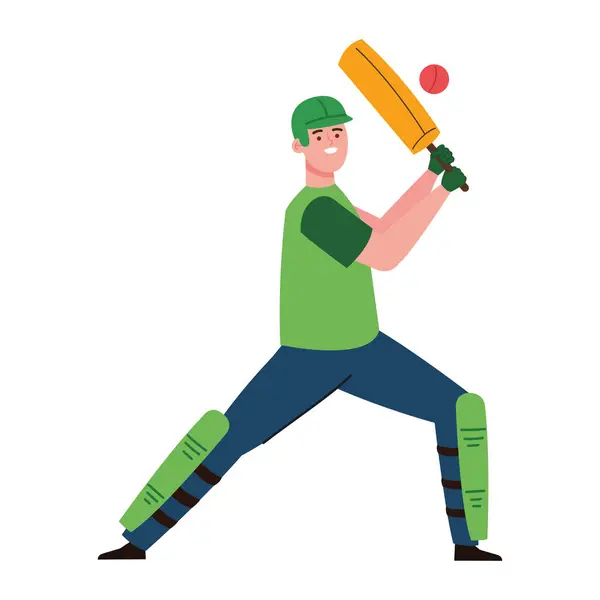Cricket Jugador Profesional Diseño Ilustración — Vector de stock