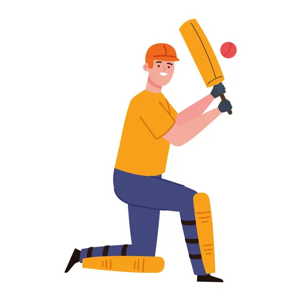 Jugador Cricket Con Diseño Ilustración Pelota — Vector de stock