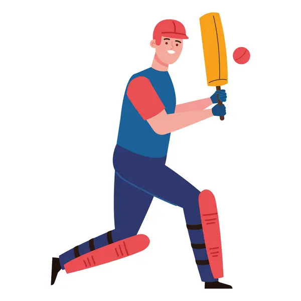 Крикетник Персонаж Ілюстрація Дизайн Ліцензійні Стокові Вектори