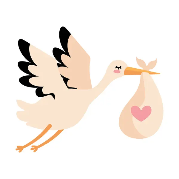 Baby Shower Stork Isolated Design Royalty Free Stock Vectors