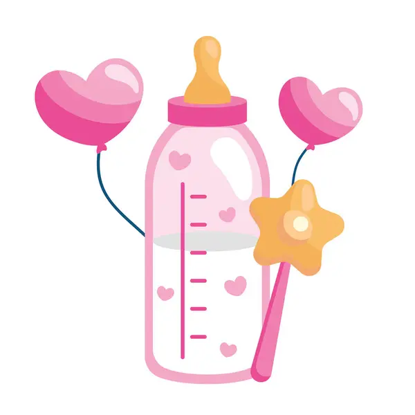 性别显示粉红色奶瓶被隔离 免版税图库插图