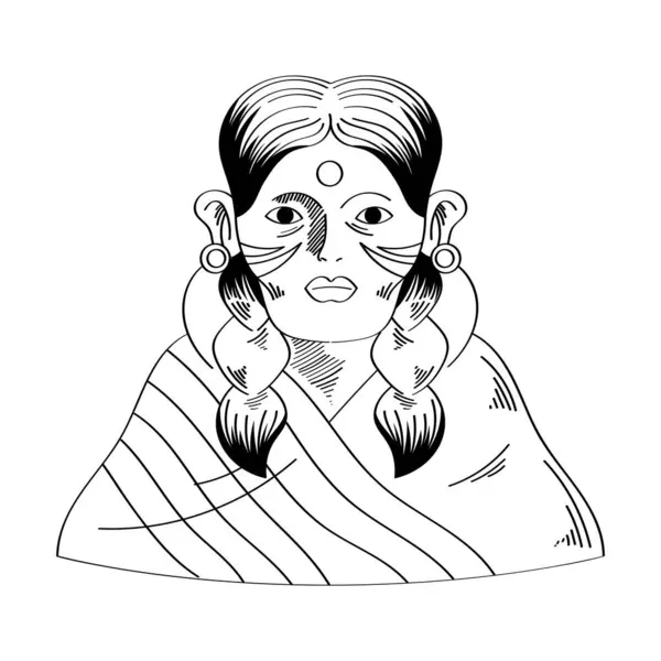 Nativo Americano Chica Carácter Ilustración — Vector de stock
