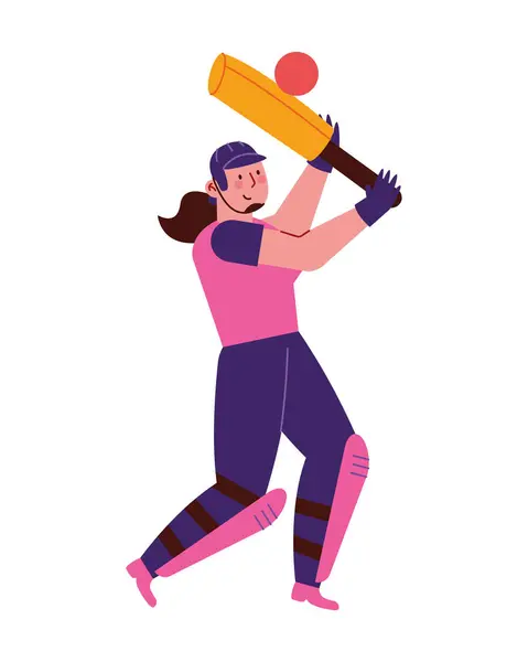 Cricket Player Woman Illustration Design — Stock Vector