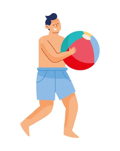 带海滩球图解的夏季派对男人 图库插图