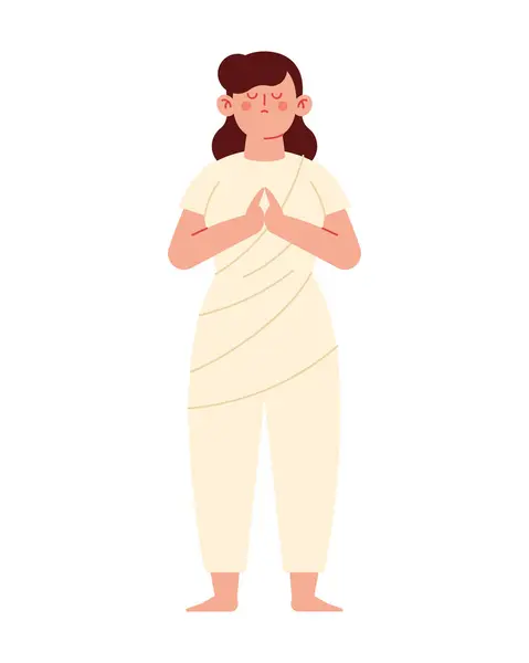 Mulher Waisak Meditação Ilustração Ilustrações De Stock Royalty-Free