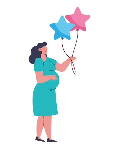 Gender Reveal Pregnant Woman Design Isolated Vector Graphics