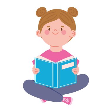 Okuyucu kız çizgi film izole tasarımı