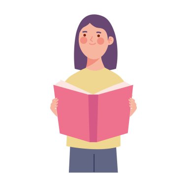 Okuyucu kadın yalnız bir kitap tasarımı ile