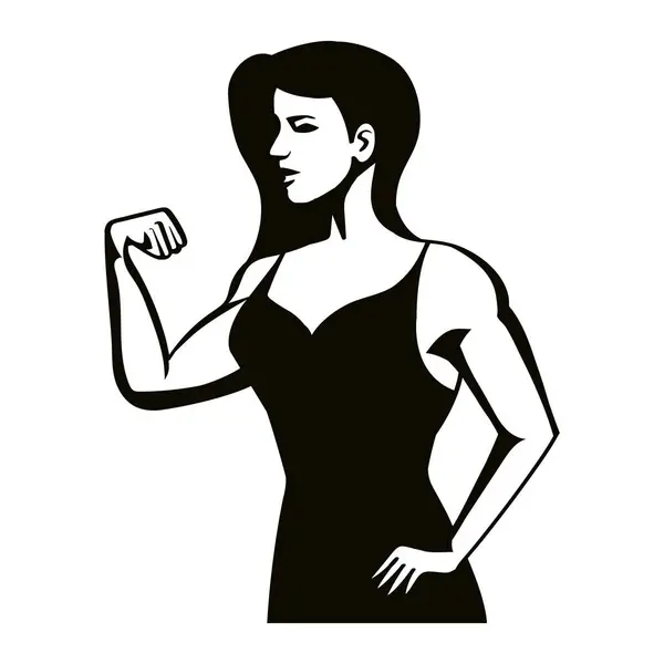 Gym Emblem Muscular Woman Isolated Ilustración de stock