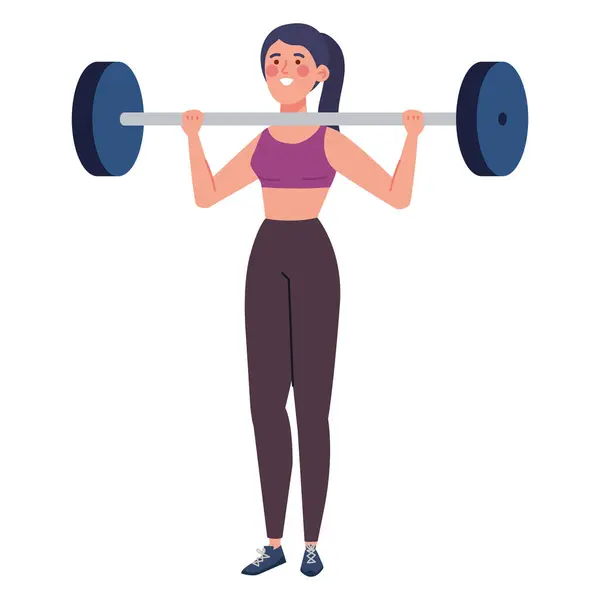 Gym Woman Weight Isolated Vektör Grafikler