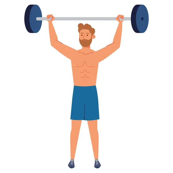 Gym Guy Lifting Barbell Isolated Stock Illustration
