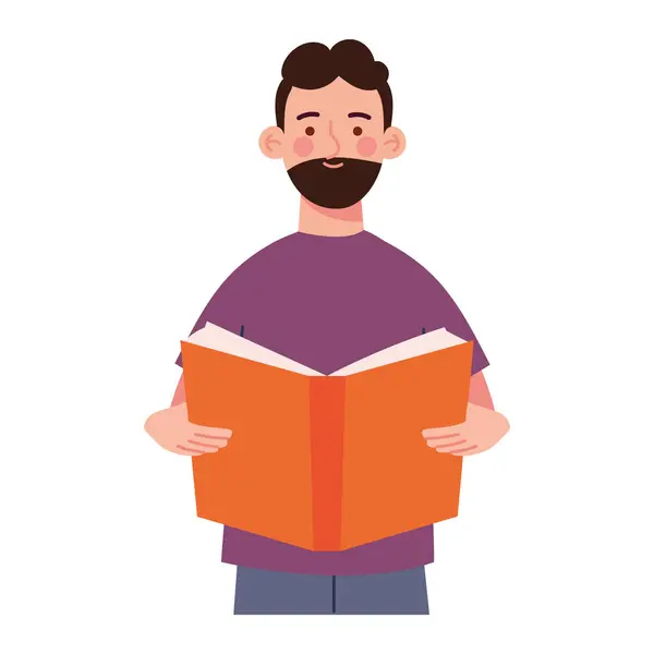 Reader Man Looking Book Isolated Design Royalty Free Stock Vectors