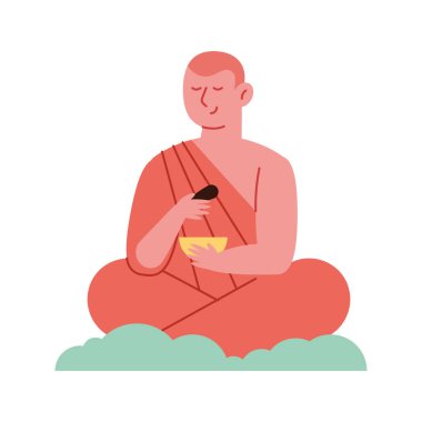 Wesak Keşiş karakteri izole edilmiş tasarım