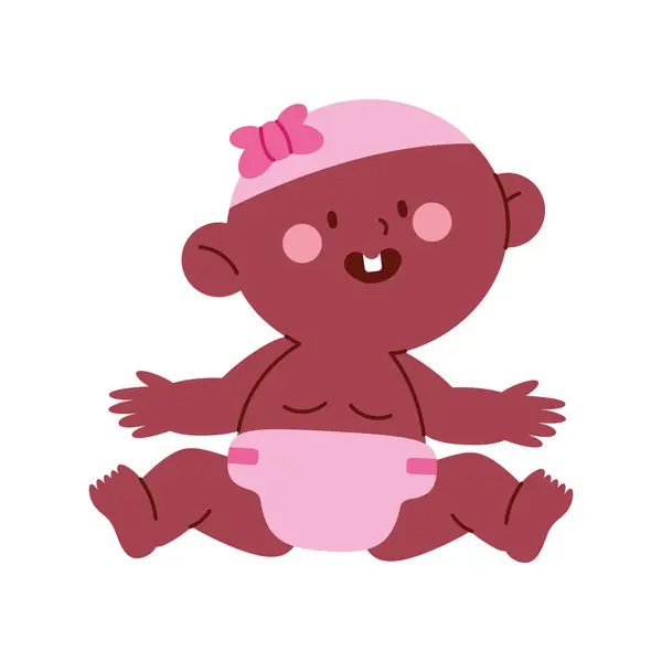 Baby Shower Girl Cartoon Isolated Design — Vettoriale Stock