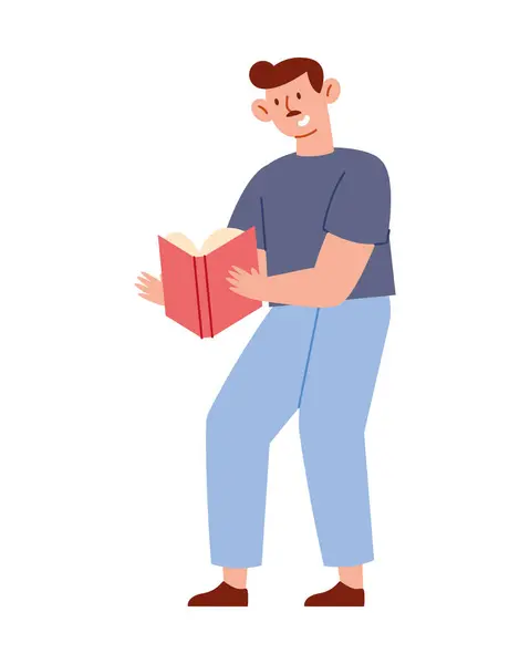 Lector Hombre Buscando Libro Diseño Aislado Vectores de stock libres de derechos