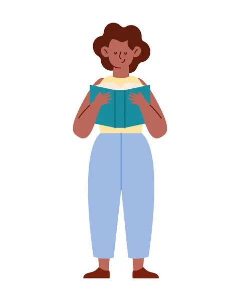 Reader Woman Sitting Book Isolated Design ภาพเวกเตอร์สต็อกที่ปลอดค่าลิขสิทธิ์