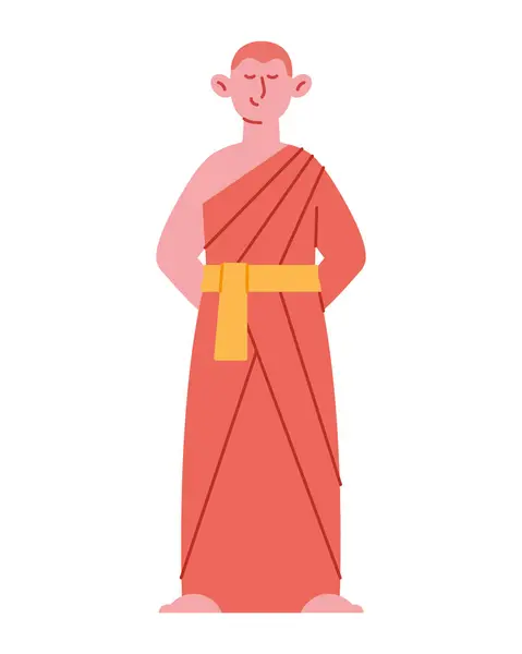 Усацький Буддійський Монах Ізольований Дизайн Стоковий вектор