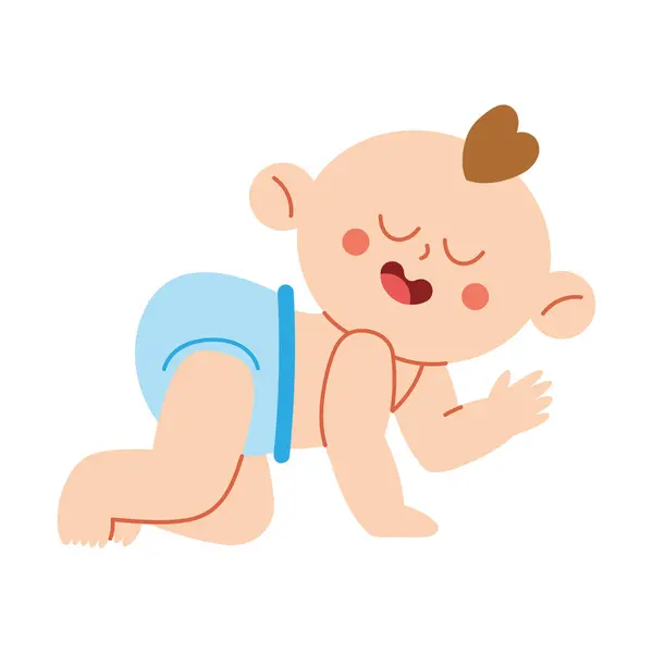 Baby Dusche Junge Charakter Isoliert Design Vektorgrafiken