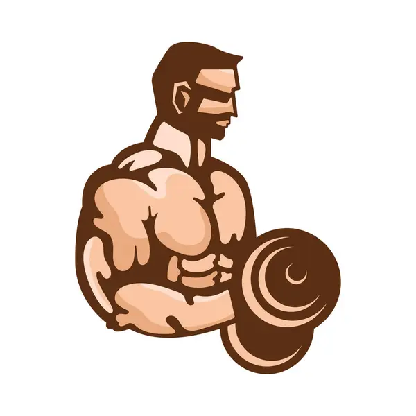 Gym Emblem Muscular Man Isolated กราฟิกภาพเวกเตอร์