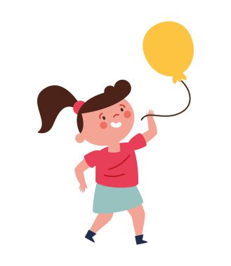 Sarı gün kızı balonla izole edilmiş tasarım