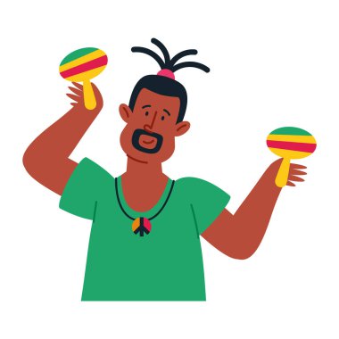 Marakas tutan reggae adamı izole edilmiş tasarım