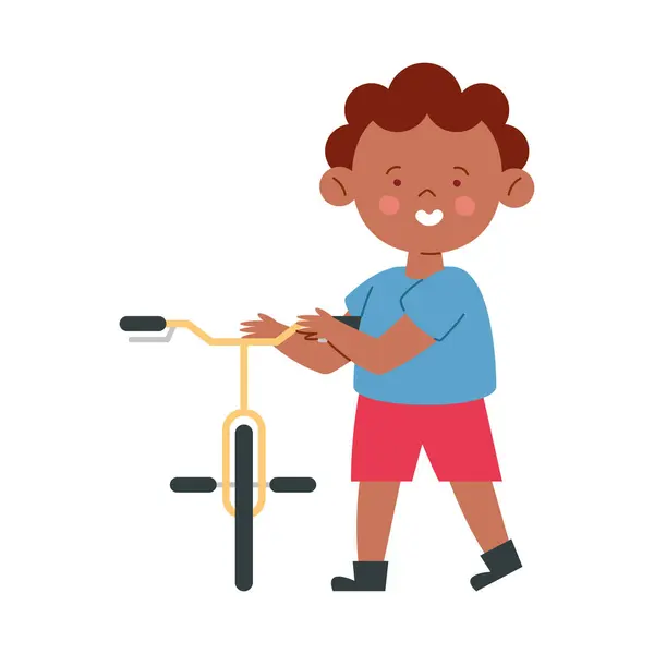 Boy Riding Bicycle Illustration Design Vector de stoc
