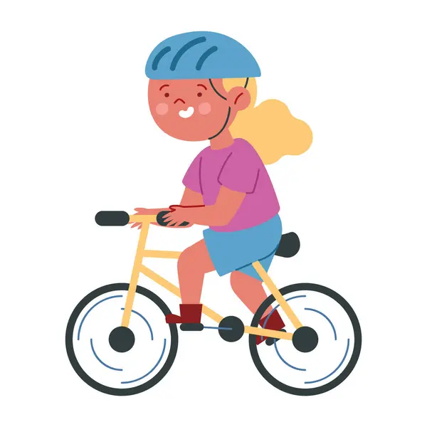 Girl Riding Bicycle Cartoon Isolated Design Illustrazioni Stock Royalty Free