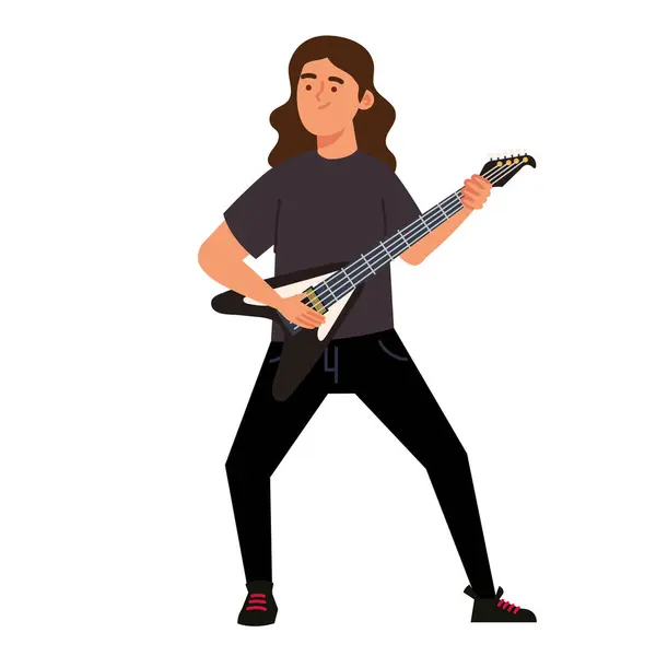 Heavy Metal Man Guitar Isolated Ilustraciones de stock libres de derechos
