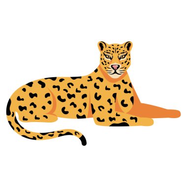 Leopar kedi çizgi filmi izole edilmiş tasarım