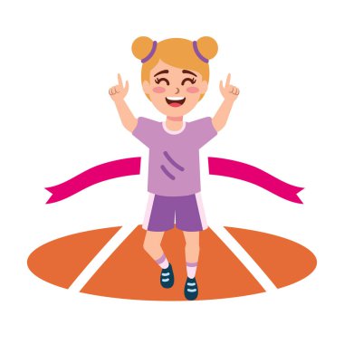 Koşucu kız izole tasarımı kutluyor