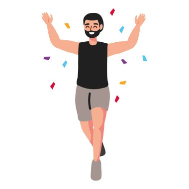 Koşucu adam izole tasarımı kutluyor