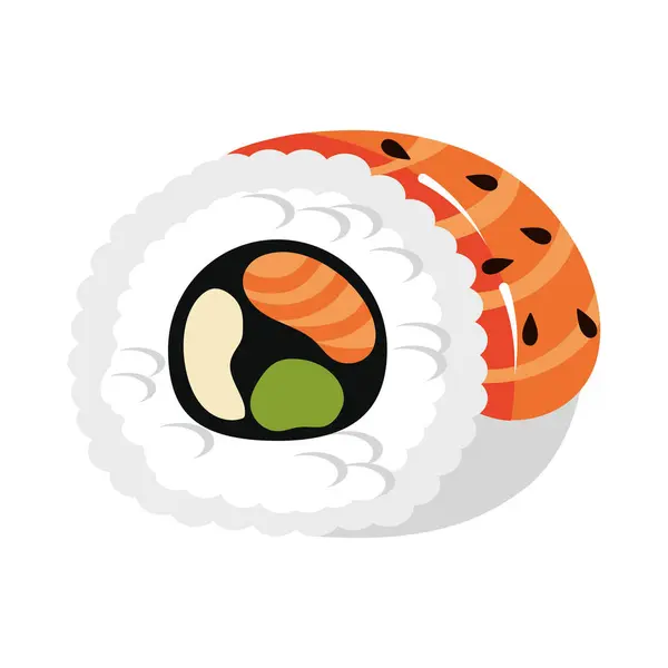 Sushi Aziatische Voedsel Geïsoleerd Ontwerp Stockvector
