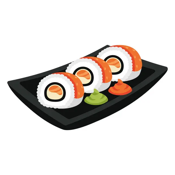Sushi Gastronomisch Voedsel Geïsoleerd Ontwerp Rechtenvrije Stockillustraties